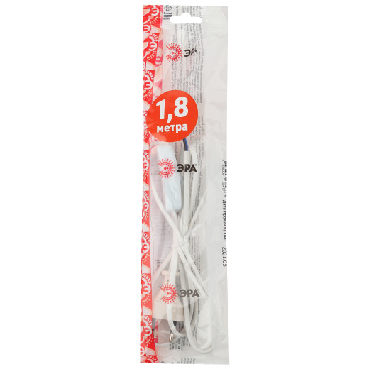 Шнур для бра ЭРА  UX-ШВВП-S-1,8m-W с выключателем 1,8м ШВВП 2x0,5мм2 белый
