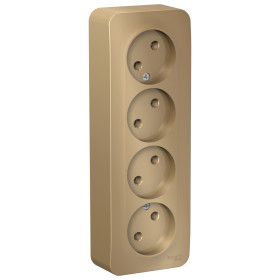 Systeme Electric Blanca наруж Титан Розетка 4-ая б/з без шторок 16А, 250В, изолир. пластина