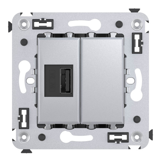 USB зарядное устройство в стену 2.1 А, Avanti, закаленная сталь