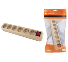 TDM Колодка розеточная 6 гнезд 2П+3 с выключателем16А 250В 