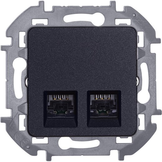 Розетка компьютерная двойная RJ45 категория 5e UTP - Legrand/Daccord Inspiria - антрацит