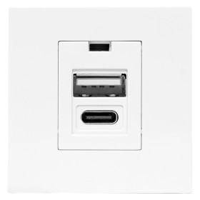 EKF Розетка USB A+C, 2.1А, 2 гнезда, без индикатора, белая.