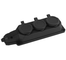 ЭРА Колодка K-3e-B-IP44 каучуковая с заземлением 3 розетки 16A IP44 черная