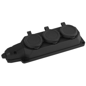 ЭРА Колодка K-3e-B-IP44 каучуковая с заземлением 3 розетки 16A IP44 черная