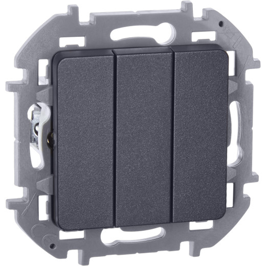 Выключатель трёхклавишный - Legrand/Daccord Inspiria - 10АХ 250В винтовые зажимы - антрацит