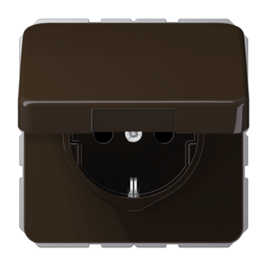 Штепсельная розетка SCHUKO 16A 250V~ с защитой от детей, влагозащищенная, коричневая