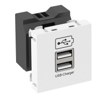 OBO Bettermann Розетка USB тип А двойная (2х0,6А или 1х1,2А) 1 модуль Modul45, 45х45 мм, белая