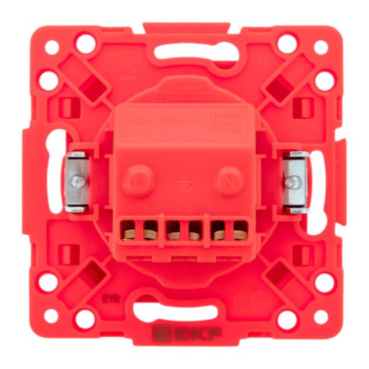 Стокгольм Механизм Розетки 1-местной с/з 16А винтовые клеммы красный с защ. штор. EKF