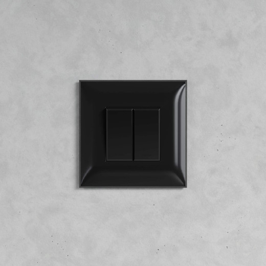 Кнопка двухклавишная в стену, Avanti, черный квадрат