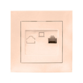 EKF PROxima Валенсия розетка компьютерная RJ-45 1-местная кремовая.