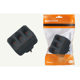 TDM Блок на 3 гнезда 2П 2,5 А 250 B под плоскую вилку черный