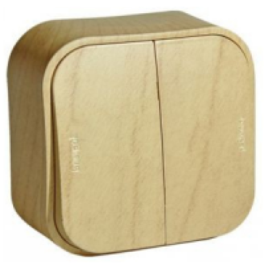 Переключатель двухклавишный - Legrand Quteo - IP20 10A 250В винтовые зажимы накладной монтаж - дерево