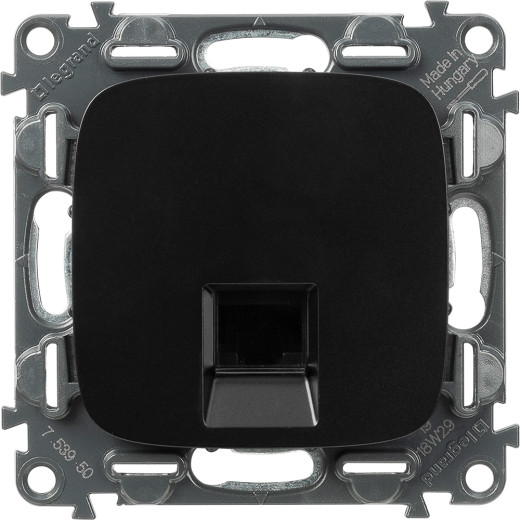 Valena ALLURE.Информационная розетка одиночная RJ45 Кат.5е UTP.С лицевой панелью.Антрацит