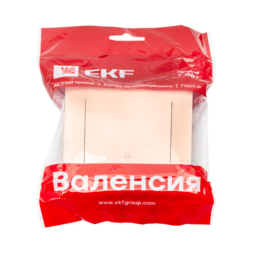 Валенсия выключатель 1-кл. 10А кремовый проходной EKF PROxima