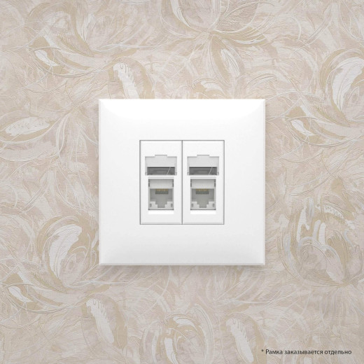 Компьютерная розетка RJ-45 в стену, кат.6 двойная,