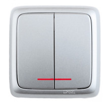 Hegel Альфа наруж Серебро ВА16-152-06 Выключатель 2-клавишный с индикацией