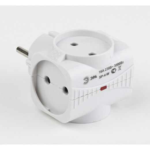 Разветвитель электрический ЭРА SP-4-W на 4 розетки без заземления 16А белый