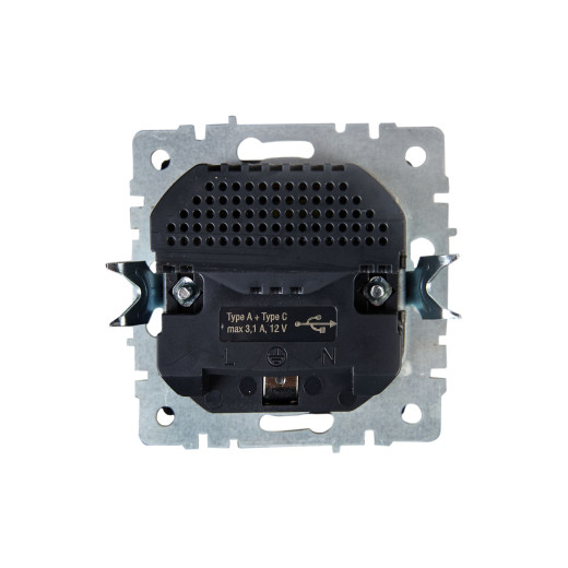 BRITE Роз. с з/к/ш 16А с USB A+C 18Вт РЮш11-1-БрЖ жемч. IEK