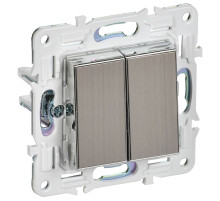 IEK SKANDY Никель Выключатель 2-клавишный проходной 10А SK-V05N