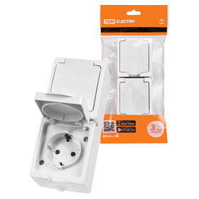 TDM Розетка двойная 2П+З (вертикальная) открытой установки IP54 16А белая 