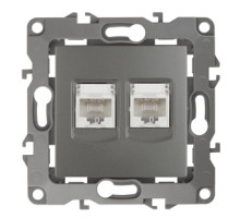 ЭРА Розетка Серия 12 12-3108-12 информационная двойная 2XRJ45 IP20 графит