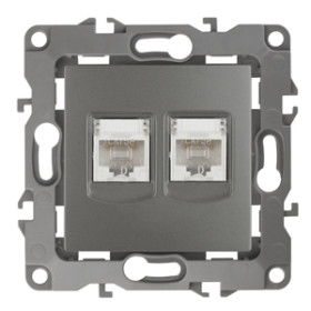 ЭРА Розетка Серия 12 12-3108-12 информационная двойная 2XRJ45 IP20 графит