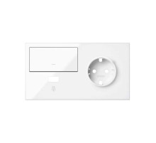 Simon 100 Белый глянец Кит 2 поста, фронт. Накладка на 1 розетку Schuko (справа) + 1 з/у USB SC + 1 клавиша выключателя