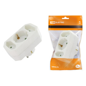 TDM Блок на 3 гнезда: 1x2П+3 16 А + 2х2П 2,5 А под плоскую вилку 250 B белый