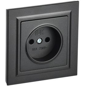 IEK BRITE Черный Розетка без з/к/ш 10А в сборе РСР10-1-0-БрЧ