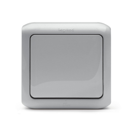 Переключатель одноклавишный - Legrand Quteo - IP44 10А 250В винтовые зажимы накладной монтаж - серый