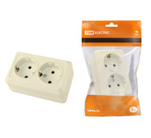 TDM Розетка двойная 2П+3 открытой установки IP20 16А 250В (керамика) сл. кость 