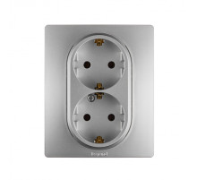 Legrand Etika Алюминий Розетка 2-ая с/з , винтовые клеммы, 16А, 250 В.
