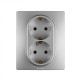 Розетка двойная с заземлением - Legrand Etika - без шторок в сборе 16А 250В винтовые зажимы - алюминий