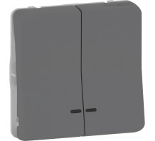 Schneider Electric Mureva Styl Антрацит Выключатель 2-ой кнопочный с подсветкой, IP55