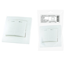 TDM Выключатель 2 кл. с подсветкой 10А белый 