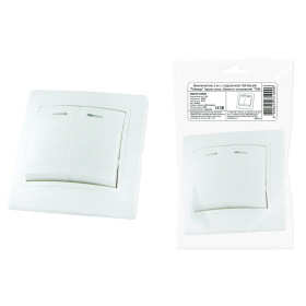 TDM Выключатель 2 кл. с подсветкой 10А белый 