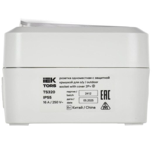 TORS Розетка 1-я с з/к кр. 16А IP55 TS320 белый IEK