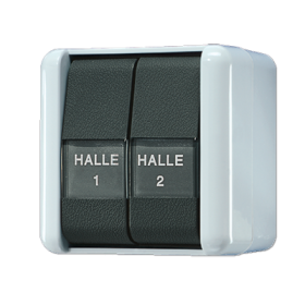 JUNG Выключатель сдвоенный универсальный для накладного монтажа IP44