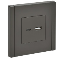 IEK FORTE&PIANO Серый Розетка USB A+C 3,1А FP350