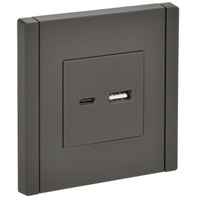 IEK FORTE&PIANO Серый Розетка USB A+C 3,1А FP350