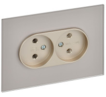 IEK SKANDY Шампань Розетка 2-ая б/з для плоской вилки 10А SK-R03Sh