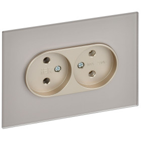 IEK SKANDY Шампань Розетка 2-ая б/з для плоской вилки 10А SK-R03Sh