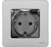 Legrand/Daccord INSPIRIA Алюминий Розетка 2К+З IP 44 с откидной крышкой и шторками - немецкий стандарт - 16 А - 250 В.