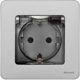 Legrand/Daccord INSPIRIA Алюминий Розетка 2К+З IP 44 с откидной крышкой и шторками - немецкий стандарт - 16 А - 250 В.