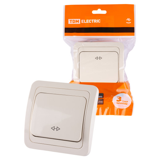 Перекрестный выключатель 1-кл. 10А сл. кость 