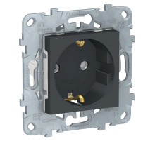 Schneider Electric Unica New Антрацит Розетка с/з со шторками, винт. зажим, 16А, 250В
