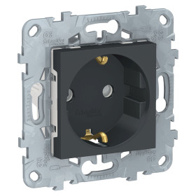 Schneider Electric Unica New Антрацит Розетка с/з со шторками, винт. зажим, 16А, 250В