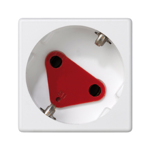 Розетка 2P+E Schuko, 16А 250В, 45х45мм, с блокировкой, безвинтовые клеммы, SC, белый