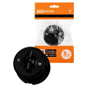 TDM Выключатель поворотный проходной с ручкой (бантик) 10А черный «Виви»