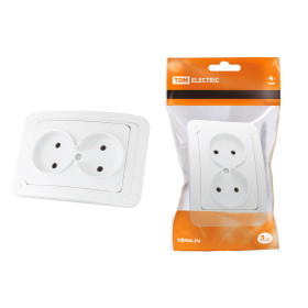 TDM Розетка двойная 2П 10А белая 